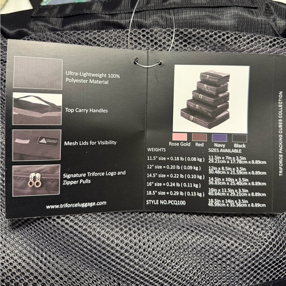 Triforce Black Packing Cubes Set